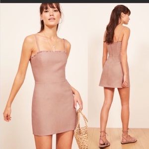 Reformation Ava Linen Dress Pink 4
